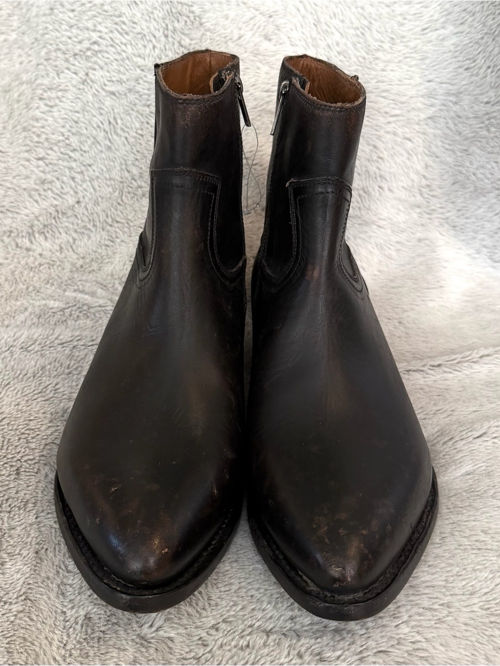 Frye Women's Black Leather Zip Ankle Heeled Boots